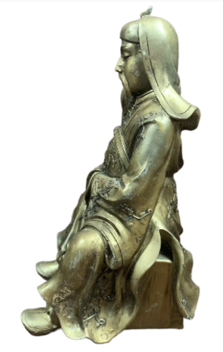 Asian Good Luck Statue resin/bronze Look Figurine Of Prosperity & Wisdom 9.5”