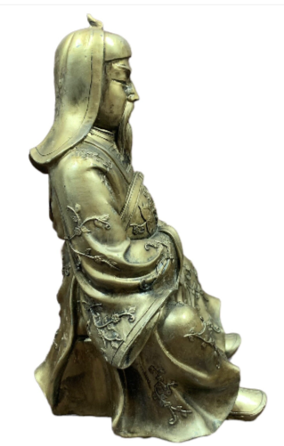 Asian Good Luck Statue resin/bronze Look Figurine Of Prosperity & Wisdom 9.5”