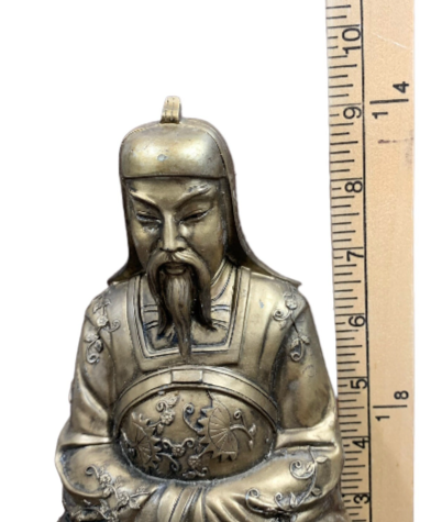 Asian Good Luck Statue resin/bronze Look Figurine Of Prosperity & Wisdom 9.5”