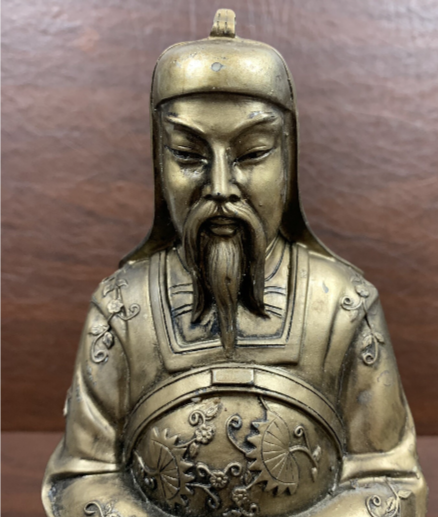 Asian Good Luck Statue resin/bronze Look Figurine Of Prosperity & Wisdom 9.5”