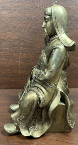 Asian Good Luck Statue resin/bronze Look Figurine Of Prosperity & Wisdom 9.5”