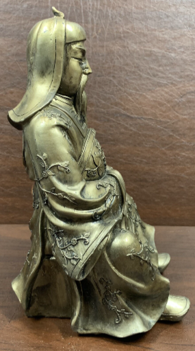 Asian Good Luck Statue resin/bronze Look Figurine Of Prosperity & Wisdom 9.5”